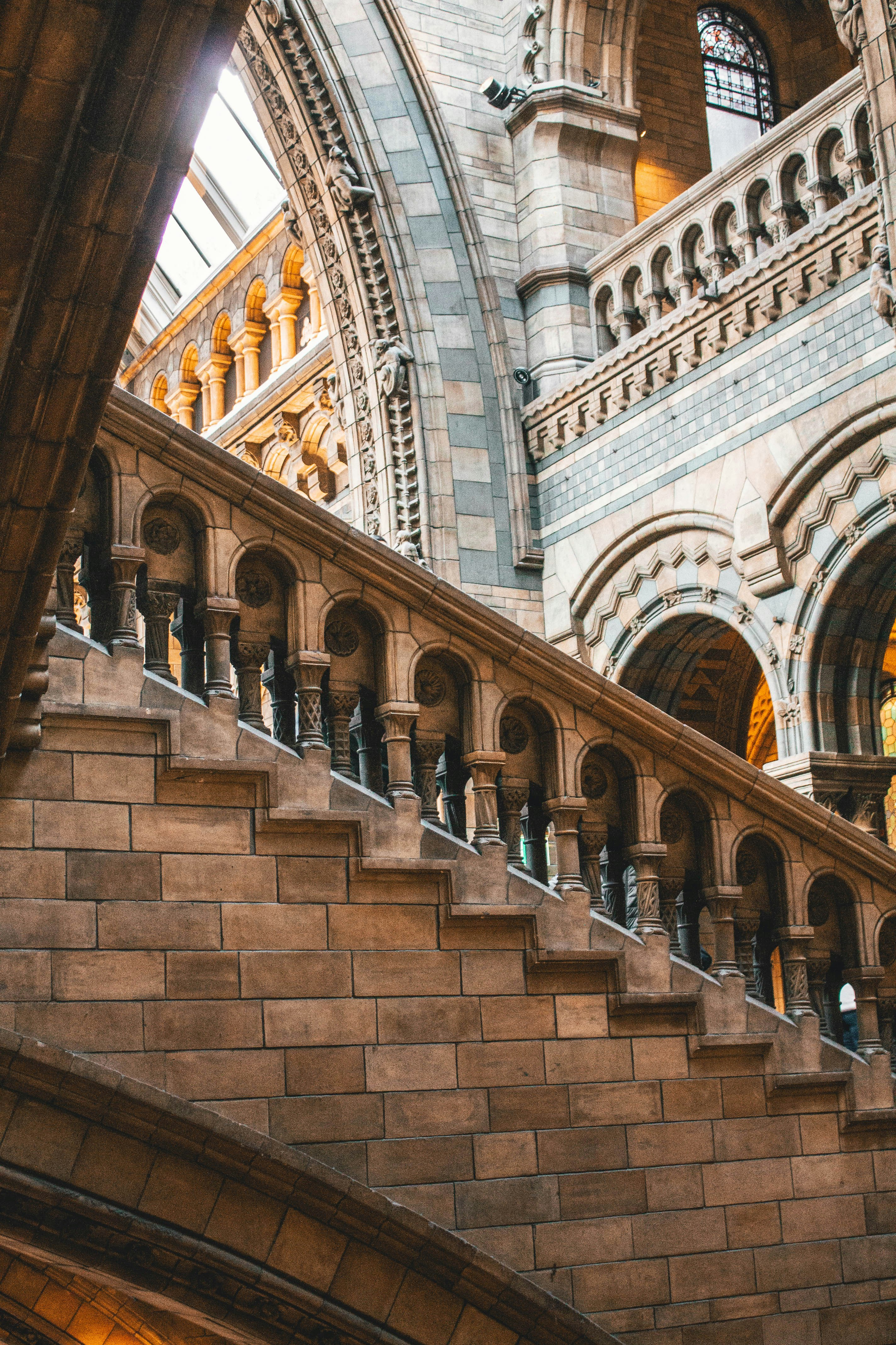 brown concrete staircase inside building